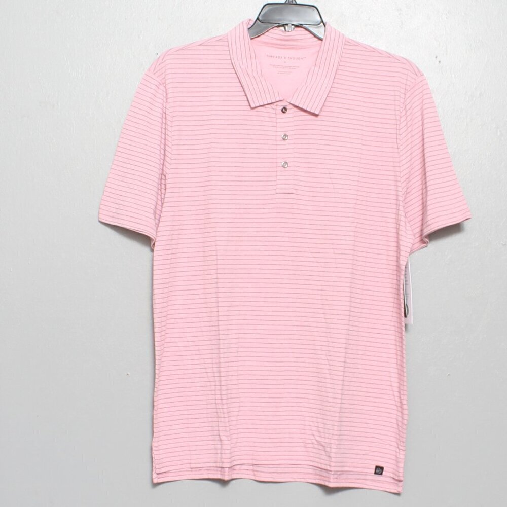 Threads for thought nwt pink stripe short sleeve polo